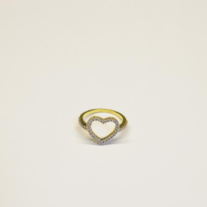 Anel Coração Cravejado Vasado
