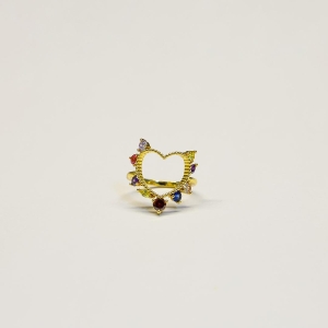Anel Coração Vasado Colorido