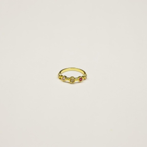 Anel Mindinho Com Pedras Coloridas