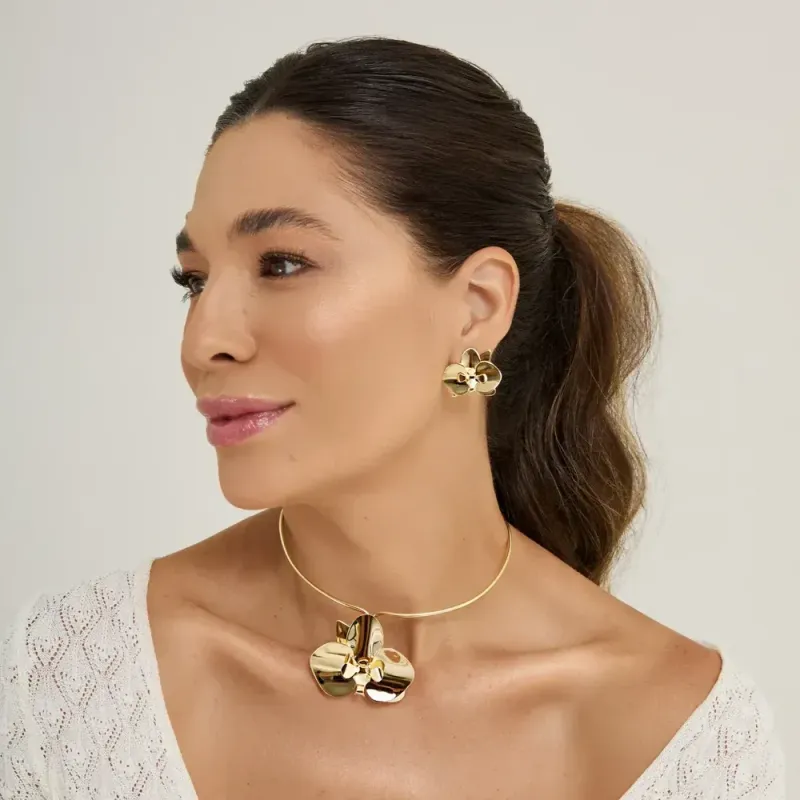 Gargantilha Orquídea Dourada